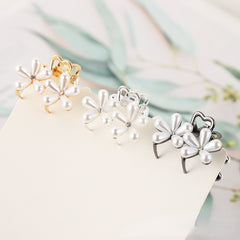 Faux Pearl Flower Small Hair Claw Alloy Hair Claw For Side Hair Bang Braids