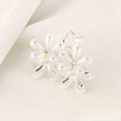 Faux Pearl Flower Small Hair Claw Alloy Hair Claw For Side Hair Bang Braids