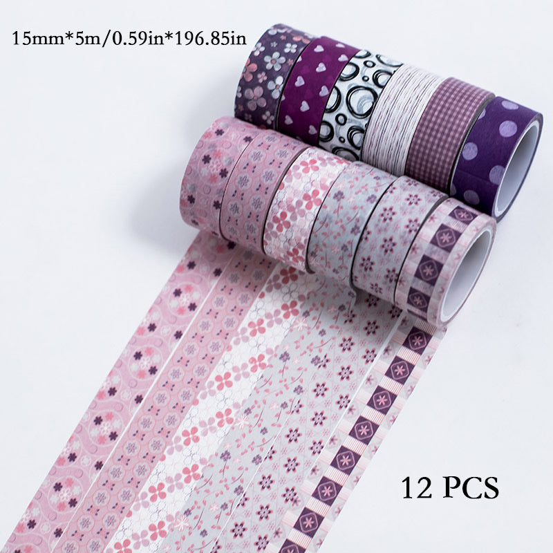 12 Roll Christmas Cartoon Journal Paper Tape Set DIY Decoration Stationery