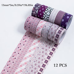 12 Roll Christmas Cartoon Journal Paper Tape Set DIY Decoration Stationery