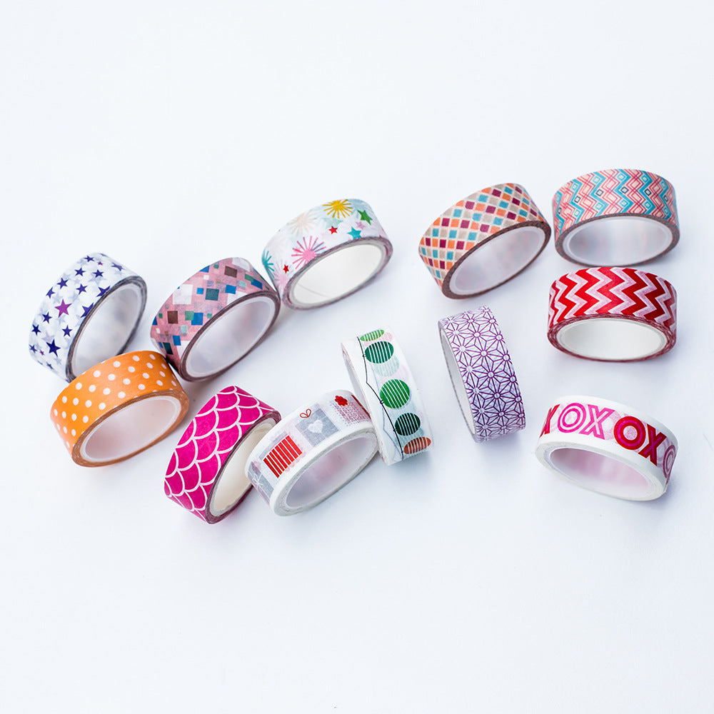 12 Roll Christmas Cartoon Journal Paper Tape Set DIY Decoration Stationery
