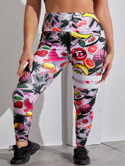  Fruit Print High Rise Fitness Leggings