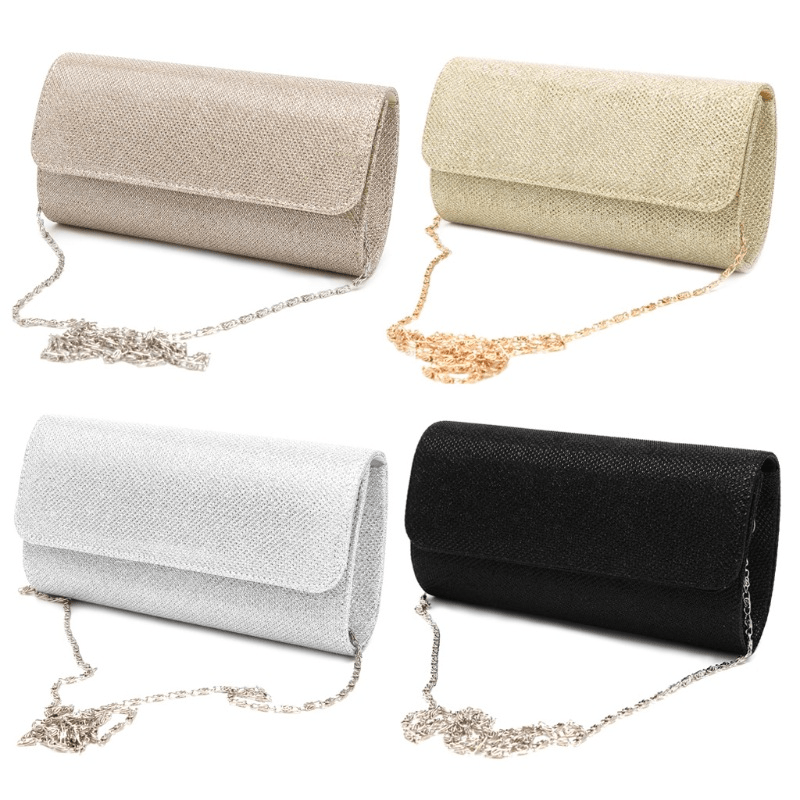 Glitter Flap Evening Bag Glossy Dinner Clutch Handbag