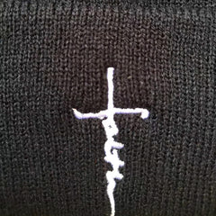 Faith Cross Embroidered Beanie Elastic Knit Hat Unisex Warm Skull Hat