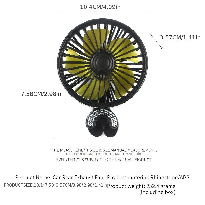 Portable Car USB Mini Fan Air Cooling Fan 3 Speed Universal Seat Headrest Cooler