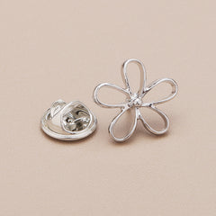 Leaf Flower Collar Pin Hollow Out Scarf Clip Golden Brooch
