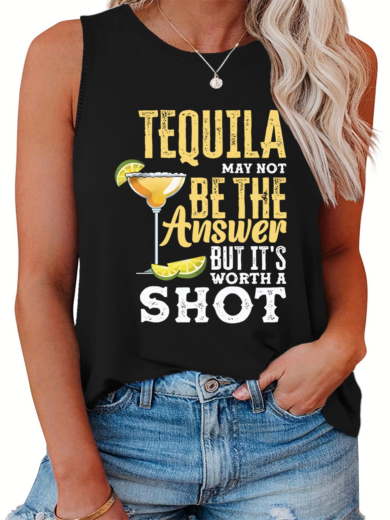  Slogan Graphic Print Tank Top Women's Casual Round Neck