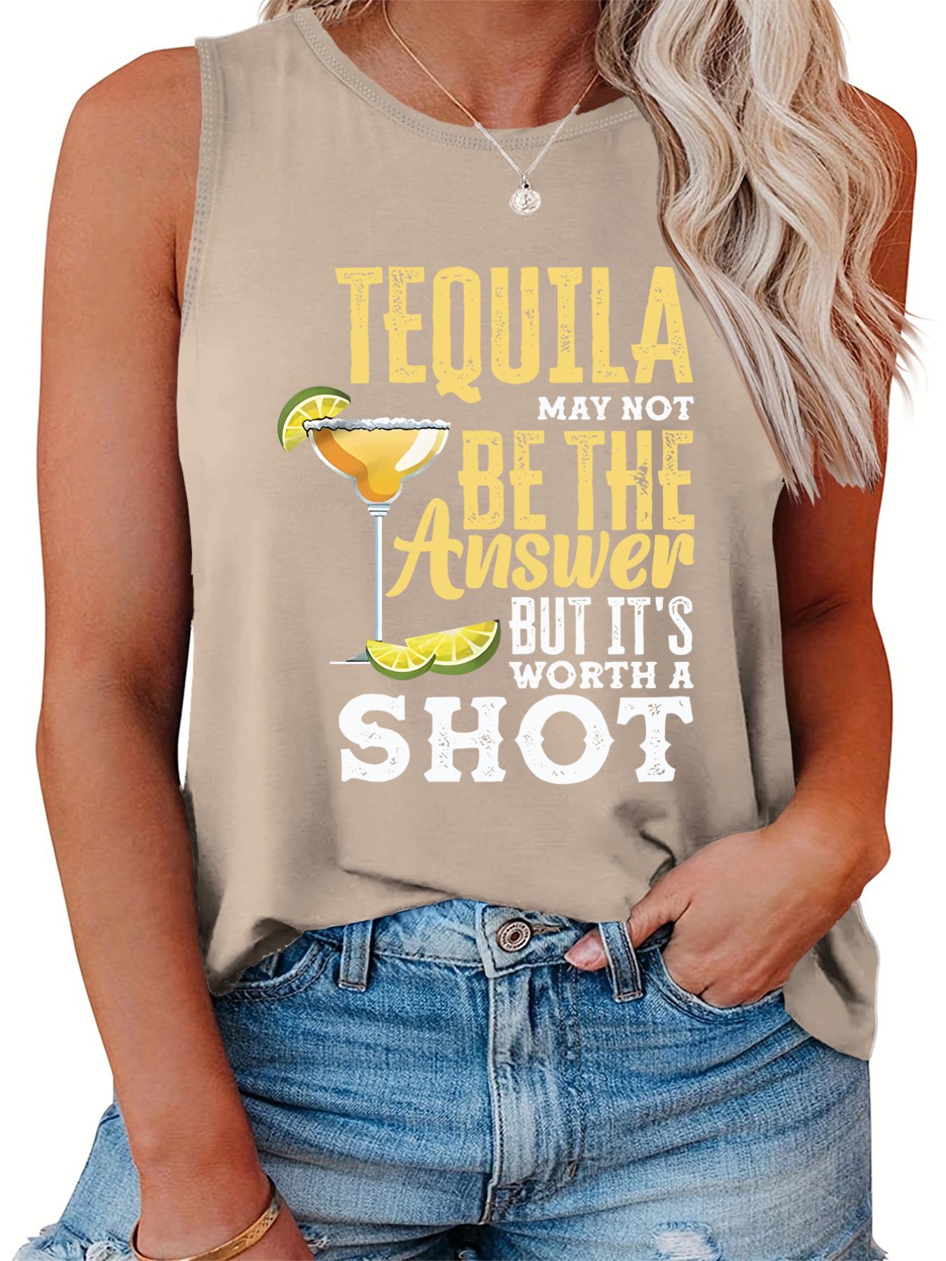  Slogan Graphic Print Tank Top Women's Casual Round Neck