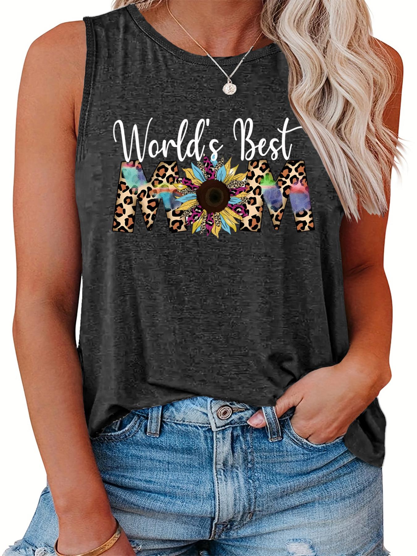  Leopard & Sunflower Tank Top Round Neck