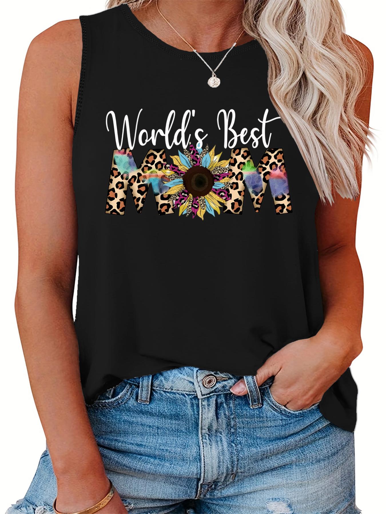  Leopard & Sunflower Tank Top Round Neck