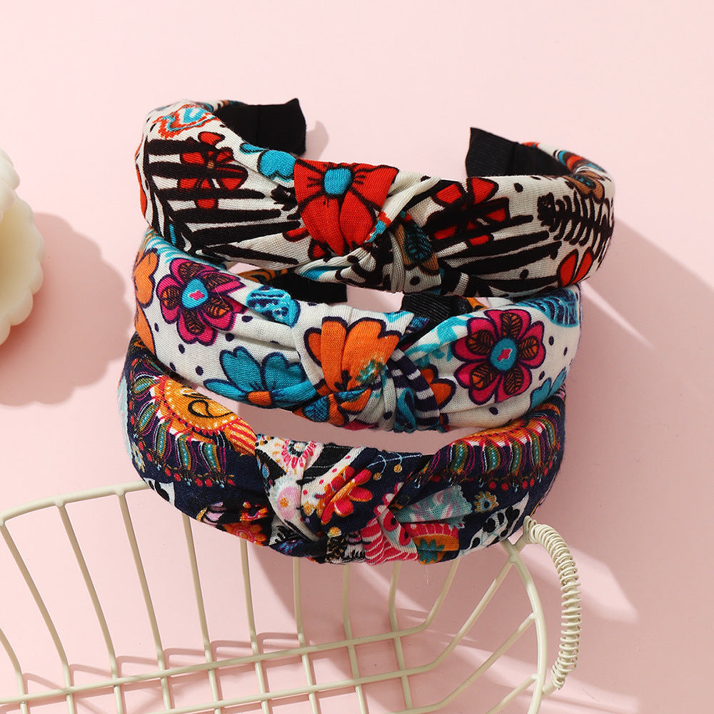 Boho Flower Pattern Knot Headband Hair Accessories