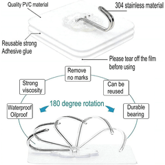 Heavy Duty Adhesive Hooks 13lbs Waterproof & Oilproof