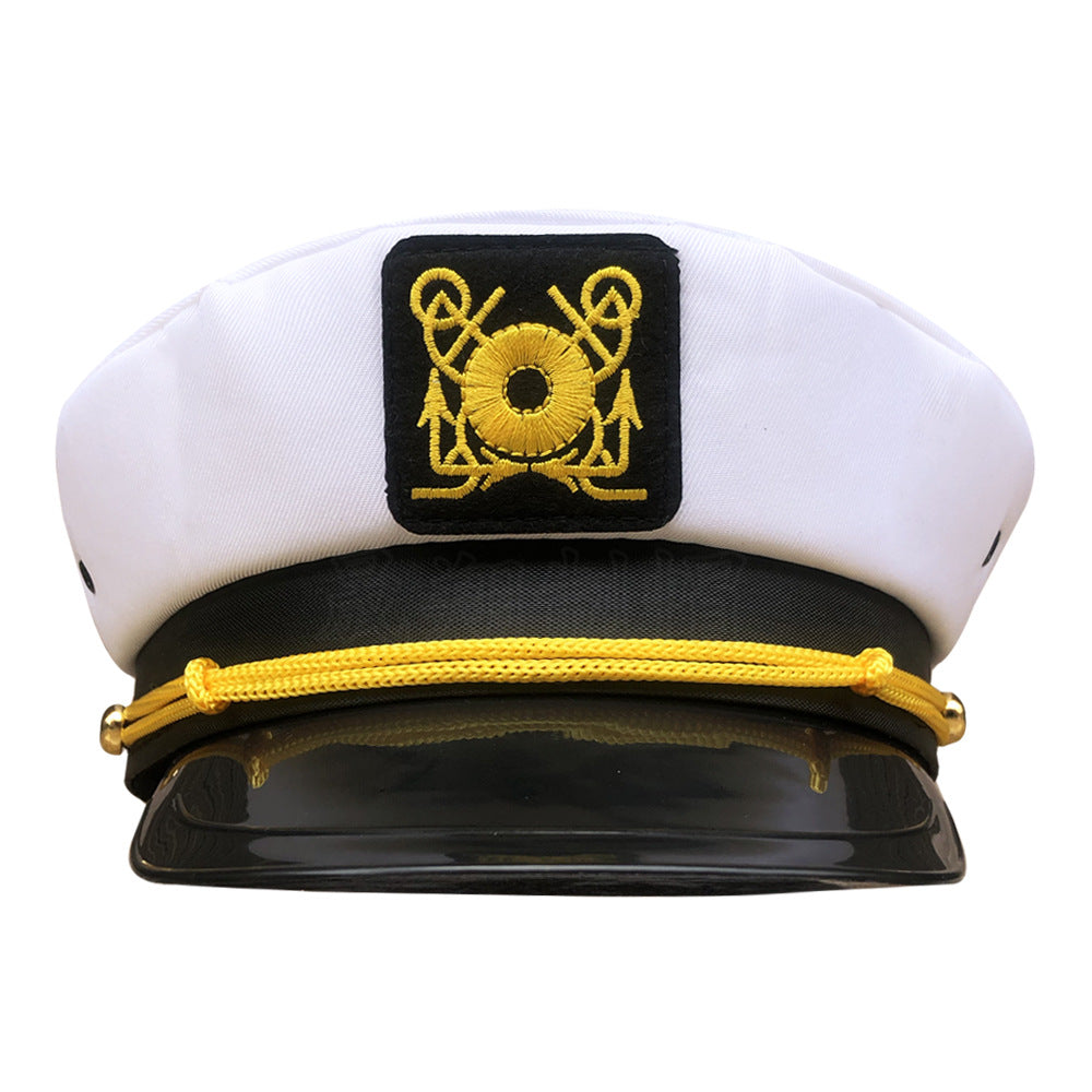 Embroidered Navy Hat Flat Top Military Hat