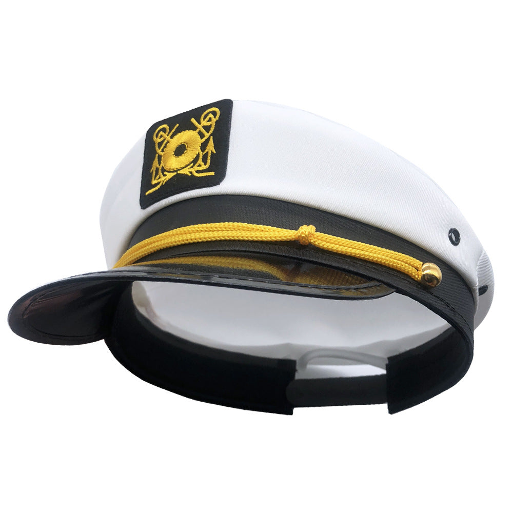 Embroidered Navy Hat Flat Top Military Hat