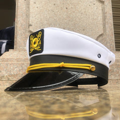 Embroidered Navy Hat Flat Top Military Hat