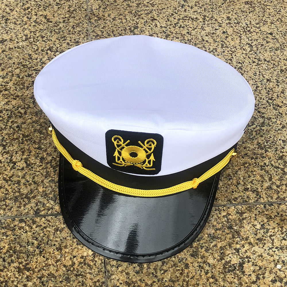 Embroidered Navy Hat Flat Top Military Hat