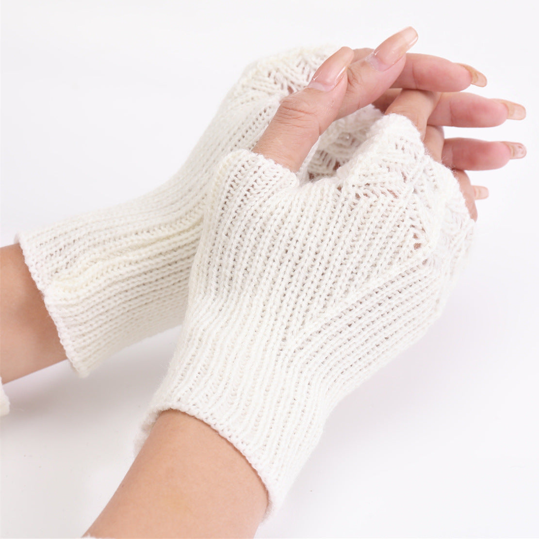 Women's Fingerless Knitted Warm Gloves Short Wrist Protection