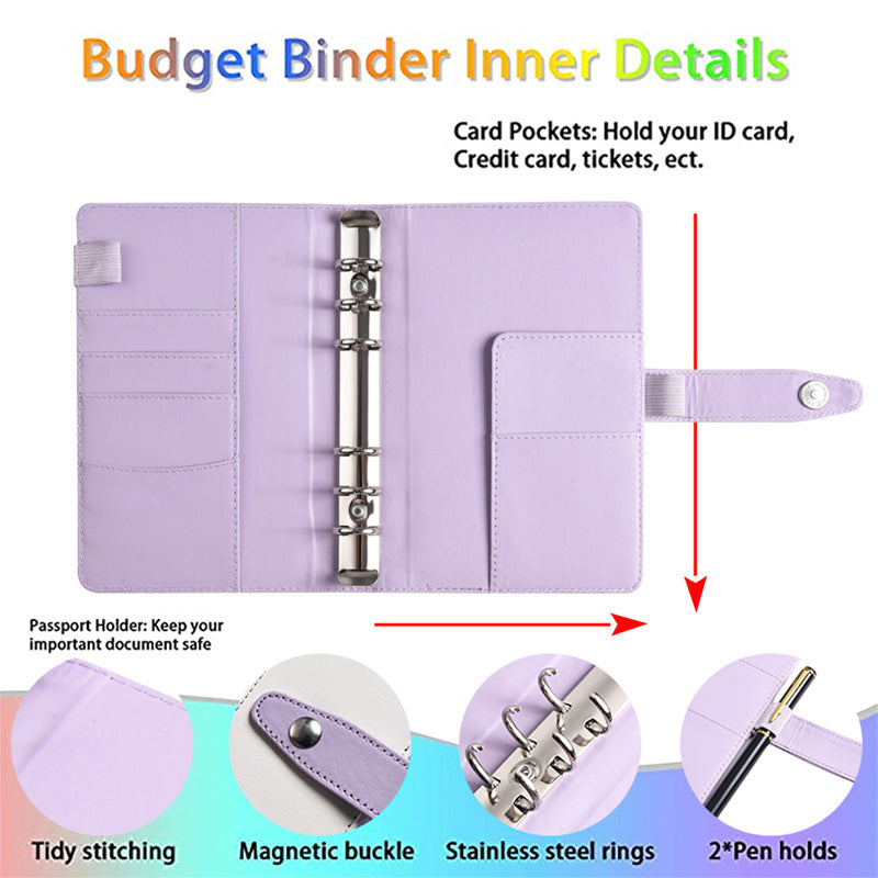 A6 Financial Planning Bookkeeping Notebook Budget Sheet Pouch Ruler Stickers