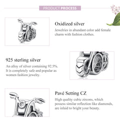 PANPOKI 925 Sterling Silver Motorcycle Style Beads Charms