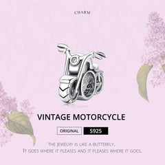 PANPOKI 925 Sterling Silver Motorcycle Style Beads Charms