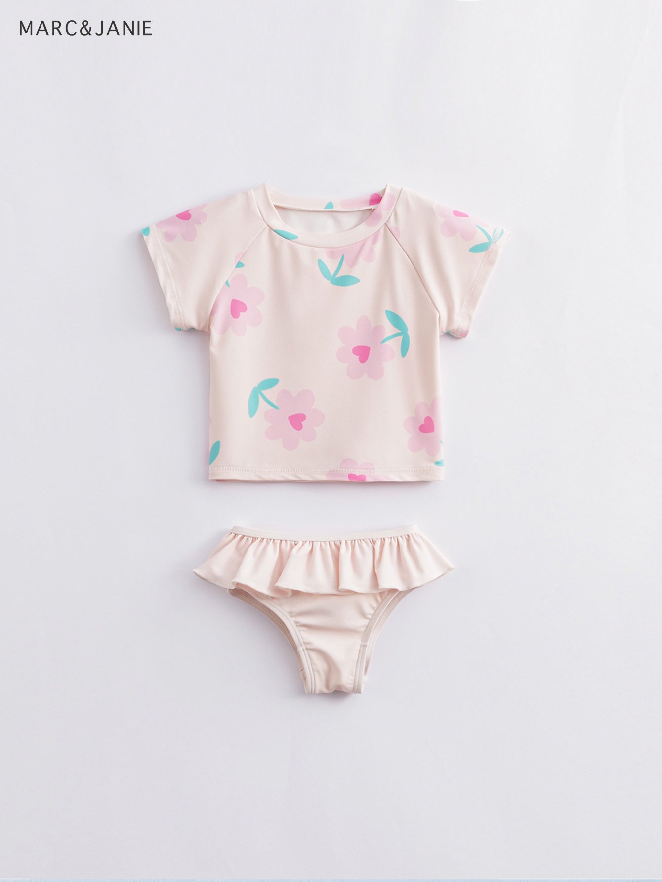 Toddler Girls Cartoon Floral 2pc Swimsuit Set