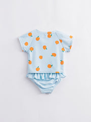 Toddler Girls Cartoon Floral 2pc Swimsuit Set