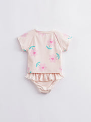 Toddler Girls Cartoon Floral 2pc Swimsuit Set