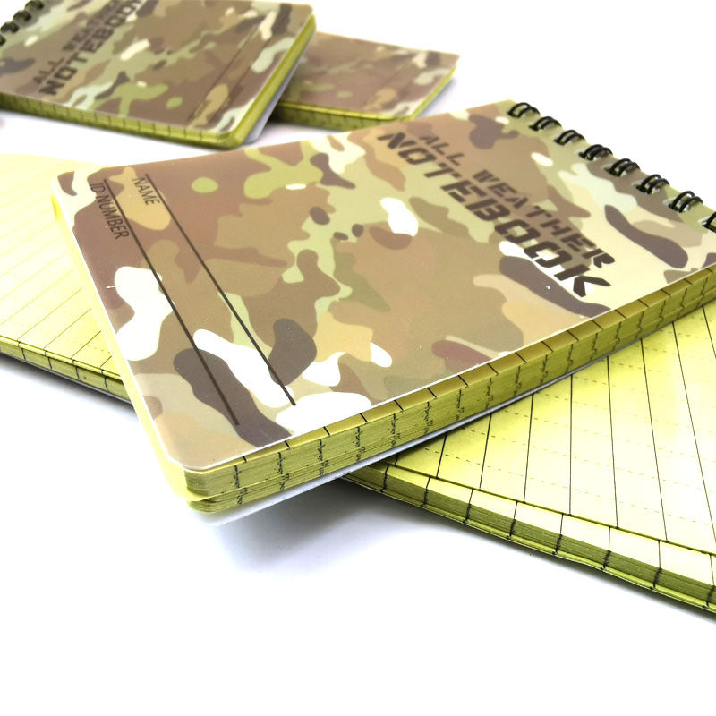 2pcs Camo PVC Waterproof Notepads, All Weather Rainproof Outdoor Notebook