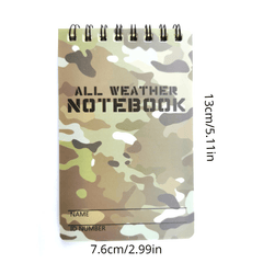 2pcs Camo PVC Waterproof Notepads, All Weather Rainproof Outdoor Notebook
