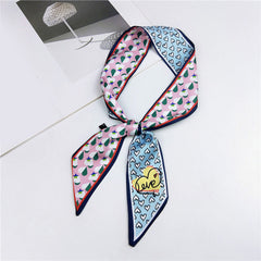 Flower Print Skinny Scarf Long Ribbon Neckerchief Classic Twilly Scarf
