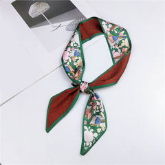 Heart Print Skinny Scarf Geometric Decorative Twilly Scarf For Women