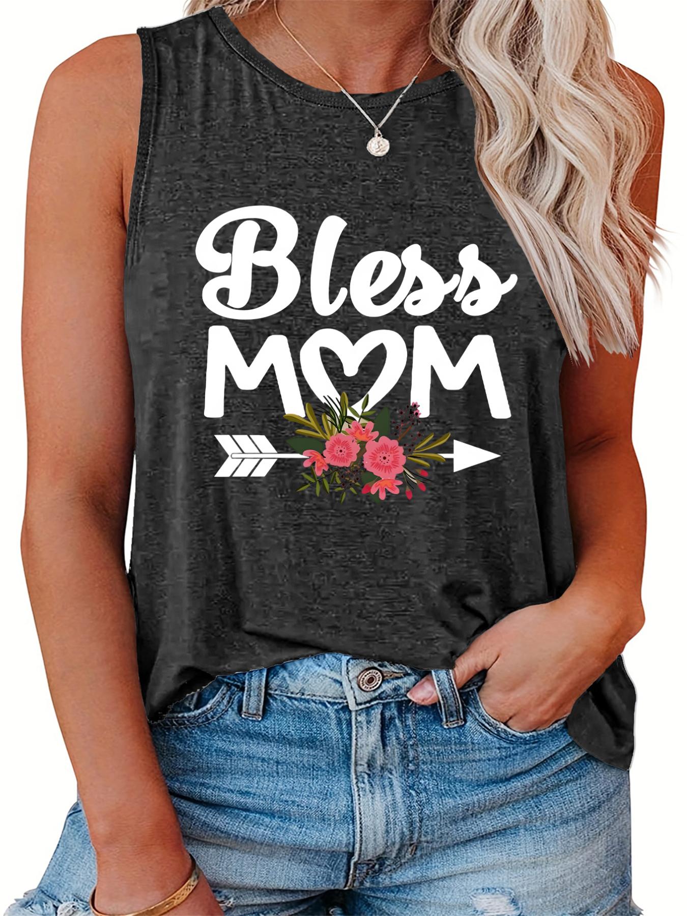 Art & Floral Print Round Neck Tank Top