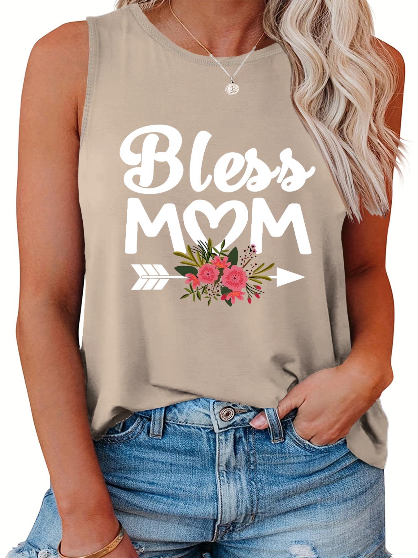  Art & Floral Print Round Neck Tank Top