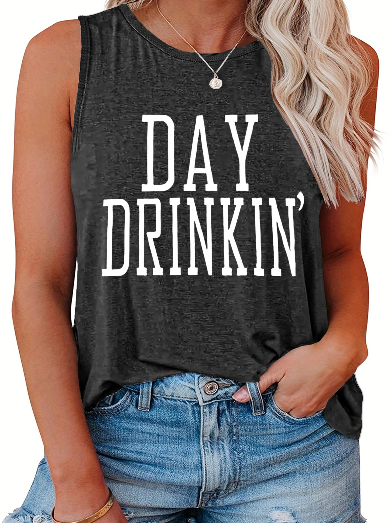  Letter Print Tank Top Round Neck