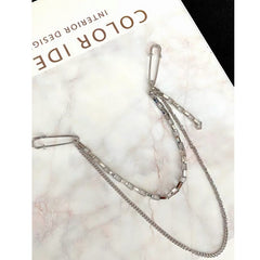 Pin Clip Chain Jewelry Set with Brooch Necklace