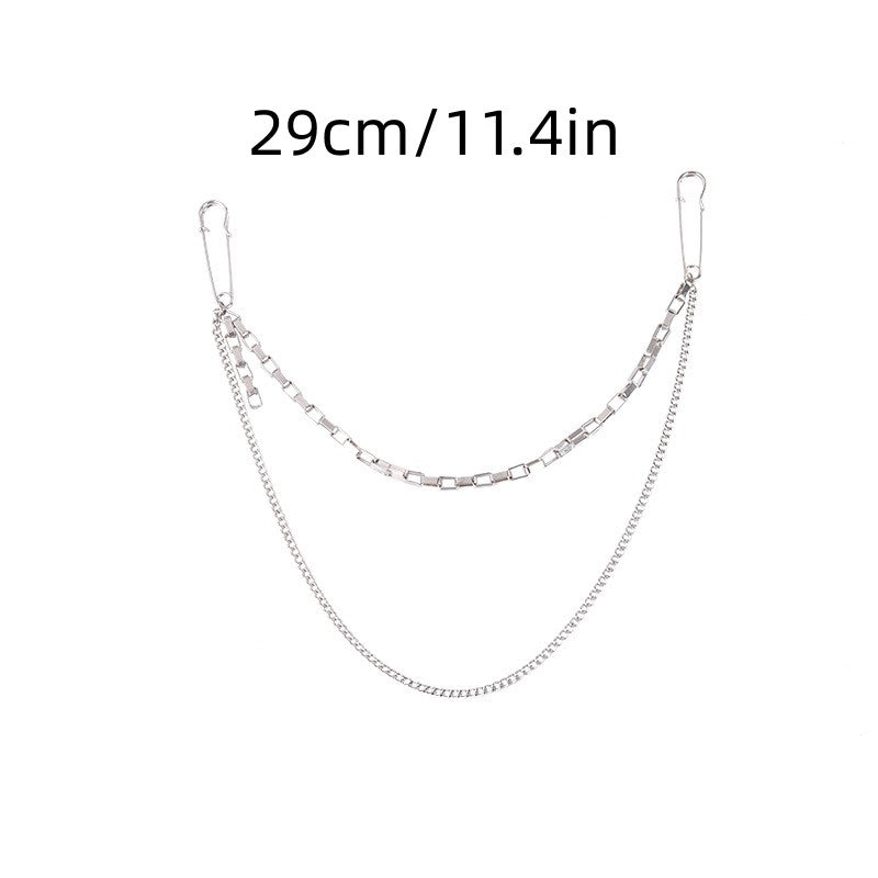 Pin Clip Chain Jewelry Set with Brooch Necklace