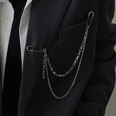 Pin Clip Chain Jewelry Set with Brooch Necklace
