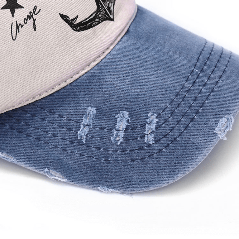Fashion Distressed Pirate Anchor Pattern Sun Hat