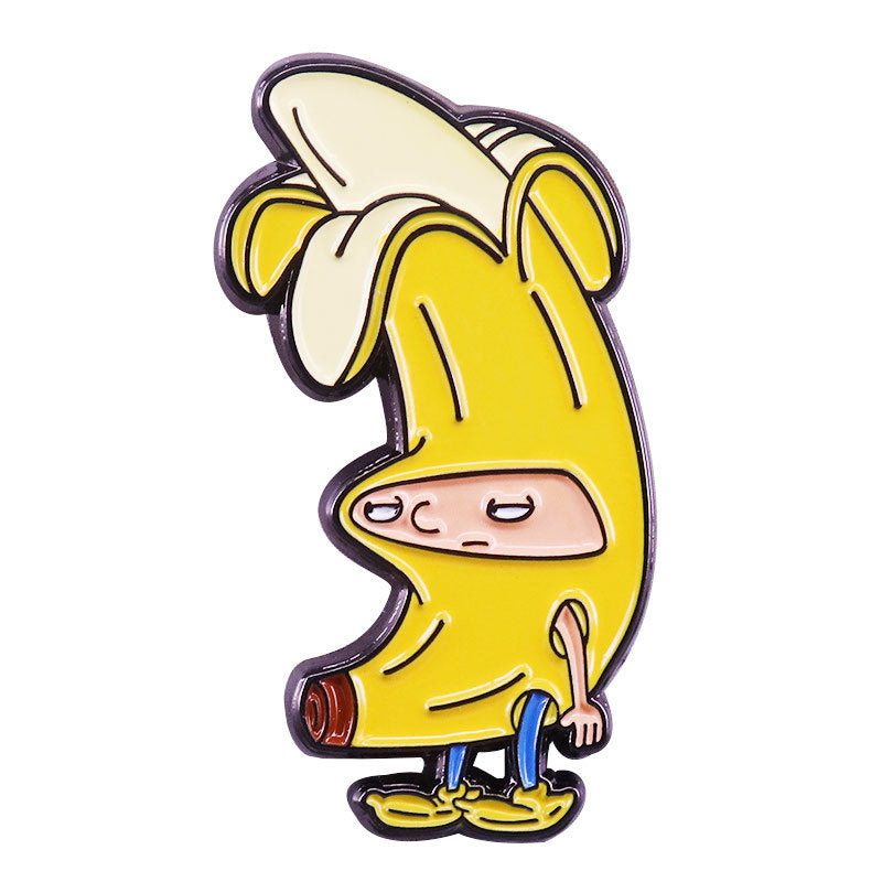 Banana Man Cartoon Character Enamel Lapel Pins