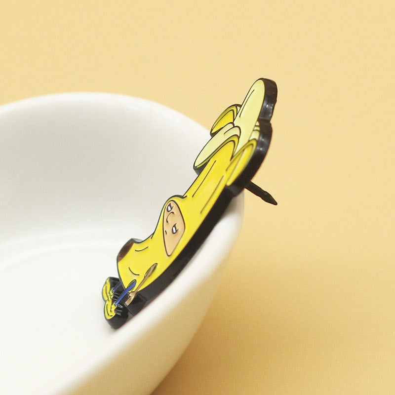 Banana Man Cartoon Character Enamel Lapel Pins