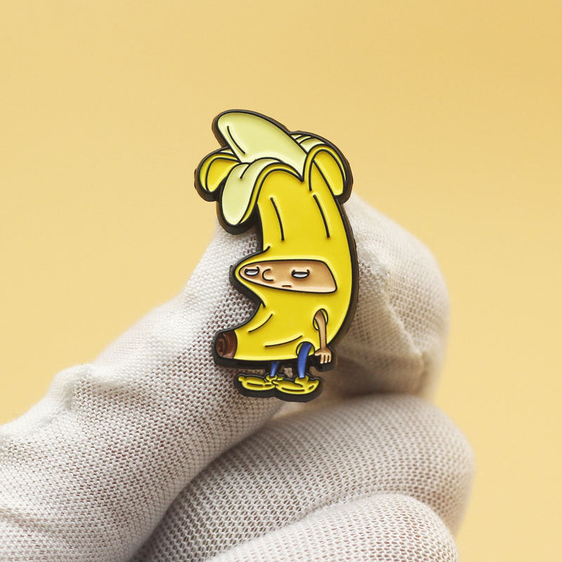 Banana Man Cartoon Character Enamel Lapel Pins