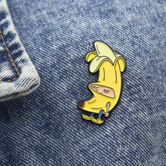 Banana Man Cartoon Character Enamel Lapel Pins