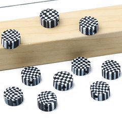 100pcs 10mm Checkerboard Pattern Beads Polymer Clay Loose Spacer Beads