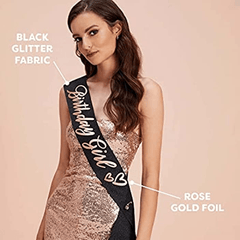 2pcs Birthday Crown Sash Rhinestone Tiara Glitter Fabric Lettered Ribbon