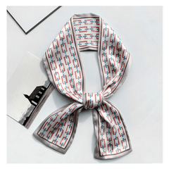 Classic Print Skinny Scarf Long Ribbon Neckerchief for Women