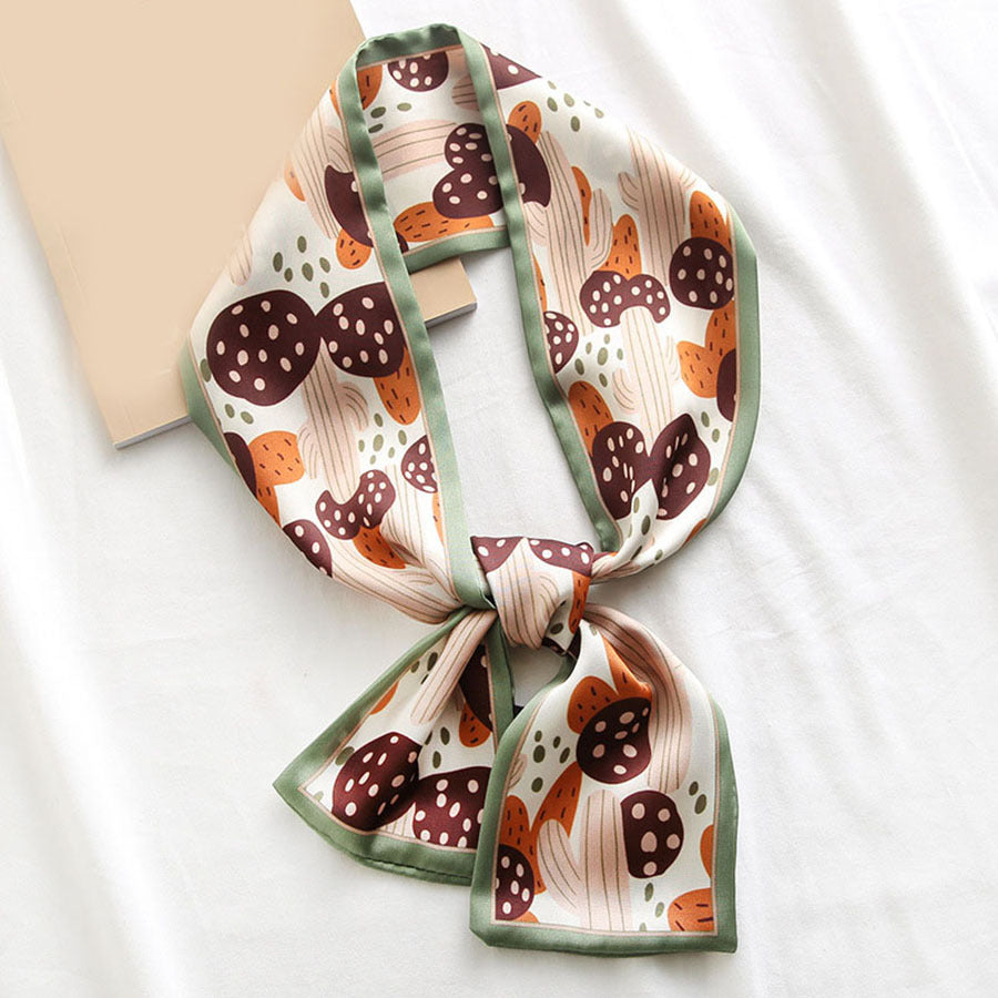 Classic Print Skinny Scarf Long Ribbon Neckerchief for Women