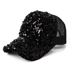 Sequins Baseball Cap Hip Hop Trucker Hat Mesh Breathable Y2K Adjustable Dad