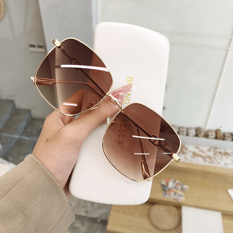 Gradient Square Sunglasses Anti Glare UV400 Sun Shades Metal Glasses