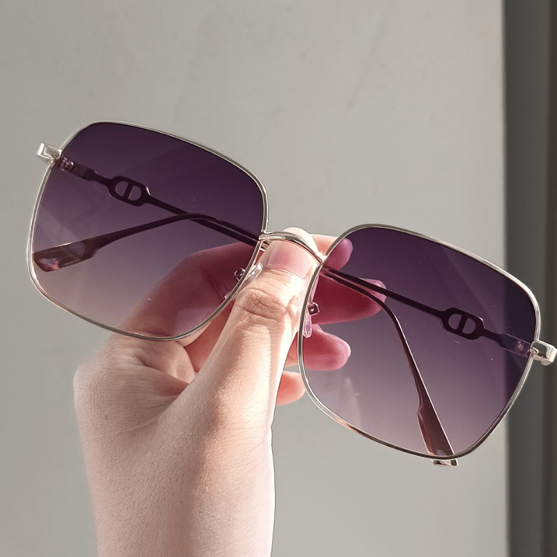 Gradient Square Sunglasses Anti Glare UV400 Sun Shades Metal Glasses