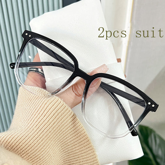 2 Pairs Jelly Square Clear Lens Computer Glasses